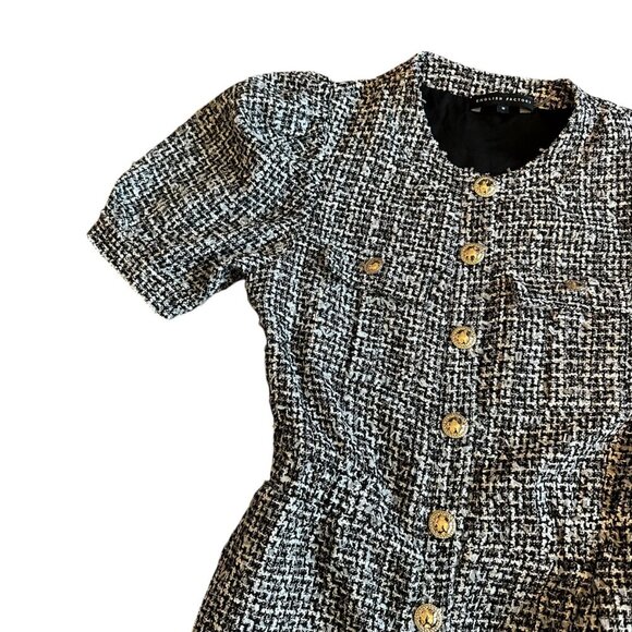 English Factory Short Sleeve Tweed Jumpsuit Cropped Length Gold Size Medium - Picture 3 of 14